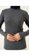 Antrasit Boğazlı Fitilli Triko Body