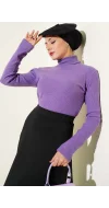 Mor Boğazlı Fitilli Triko Body