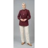 Kadın Bordo Belden Bağlamalı Düğmeli Tesettür Gömlek Tunik