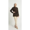 Yazgı Moda Kadın Koyu Kahve Beli Bağlamalı V Yaka Kruvaze Ceket