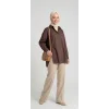 YAZGI MODA Kadın Kahve rengi Çadır Kumaş Yanı Yırtmaçlı Uzun Gömlek Tunik