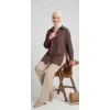 YAZGI MODA Kadın Kahve rengi Çadır Kumaş Yanı Yırtmaçlı Uzun Gömlek Tunik