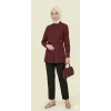 Yeni Sezon | Özel Tasarım Halka Detaylı Kruvaze Görünümlü Tunik - Bordo