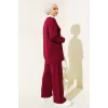 Yazgı Moda Kadın Dikiş Detaylı İkili Takım Mürdüm