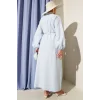 Önü Nervürlü İp Kuşaklı Elbise Bebe Mavisi