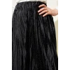 YAZGI MODA Mini Taşlı Pileli Saten Etek Siyah