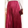 YAZGI MODA Mini Taşlı Pileli Saten Etek Bordo