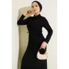 Gömlek Yaka Patlı Elbise Siyah