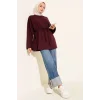 Bisiklet Yaka İp Kuşaklı Tunik Bordo
