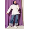 Bisiklet Yaka İp Kuşaklı Tunik Ekru