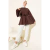 Bisiklet Yaka İp Kuşaklı Tunik Kahve