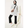 Siyah Beyaz Çizgili Oversize Uzun Tunik