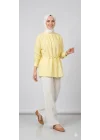 Yazgı Moda Kadın Limon Sarısı Hakim Yaka Kuşaklı Tesettür Gömlek