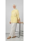 Yazgı Moda Kadın Limon Sarısı Hakim Yaka Kuşaklı Tesettür Gömlek