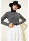 Antrasit Boğazlı Fitilli Triko Body