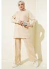 Bej Çımalı Basic İkili Eşofman Takım