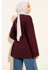 Bisiklet Yaka İp Kuşaklı Tunik Bordo