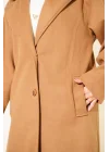 Kahve Premium Kruvaze Yaka Oversize Uzun Kaşe Kaban
