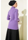 Mor Boğazlı Fitilli Triko Body