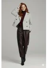 Silver Kadın Premium Kaşe Crop Ceket