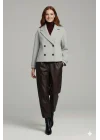 Silver Kadın Premium Kaşe Crop Ceket