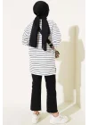 SİYAH BEYAZ ÇİZGİLİ OVERSİZE UZUN TUNİK