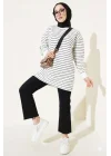 SİYAH BEYAZ ÇİZGİLİ OVERSİZE UZUN TUNİK