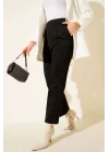 Siyah Çımalı Yüksek Bel Boru Paça Pantolon