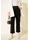 Siyah Çımalı Yüksek Bel Boru Paça Pantolon