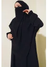 Siyah Sultan Model Geniş Peçeli Ferace Takım
