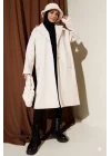 Taş Premium Kruvaze Yaka Oversize Uzun Kaşe Kaban
