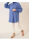 Yazgı Moda Hakim Yaka İndigo Tunik
