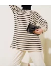 YAZGI MODA Yatay Çizgili Basic Tunik Siyah