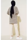 YAZGI MODA Yatay Çizgili Basic Tunik Siyah