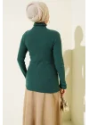 Zümrüt Boğazlı Fitilli Triko Body