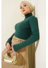 Zümrüt Boğazlı Fitilli Triko Body