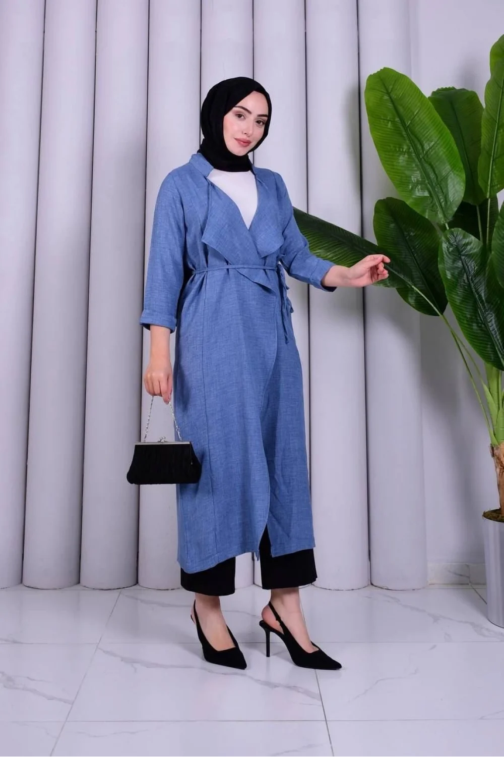 Yazgı Moda Şık Tasarım Kuşaklı Uzun Tunik
