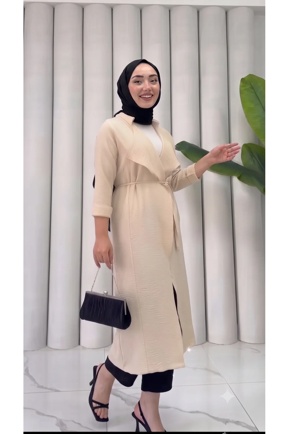 Yazgı Moda Şık Tasarım Kuşaklı Uzun Tunik