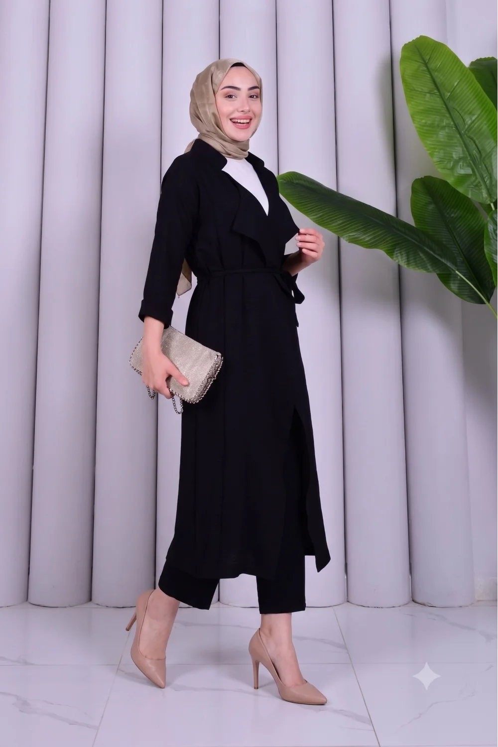 Yazgı Moda Şık Tasarım Kuşaklı Uzun Tunik