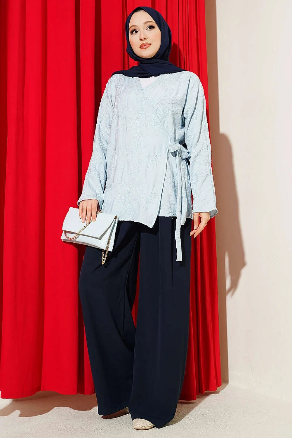 YAZGIMODA Çiçek İşlemeli Bağlamalı Kimono