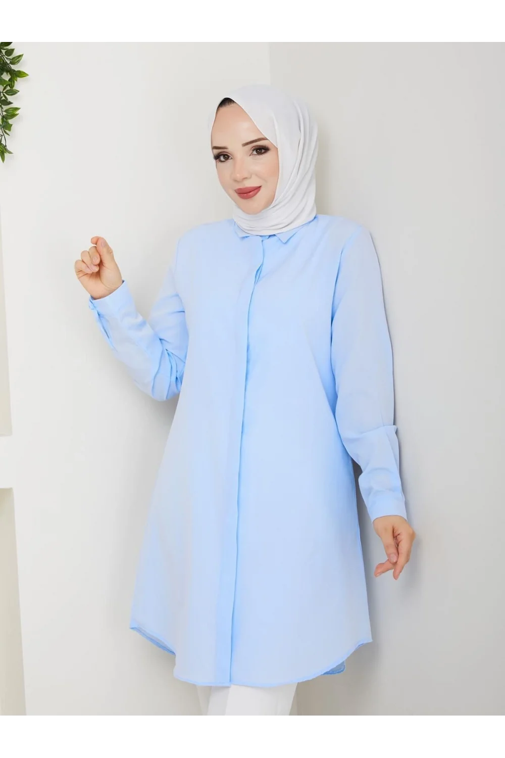 YAZGIMODA Uzun Kesim Klasik Gömlek Tunik