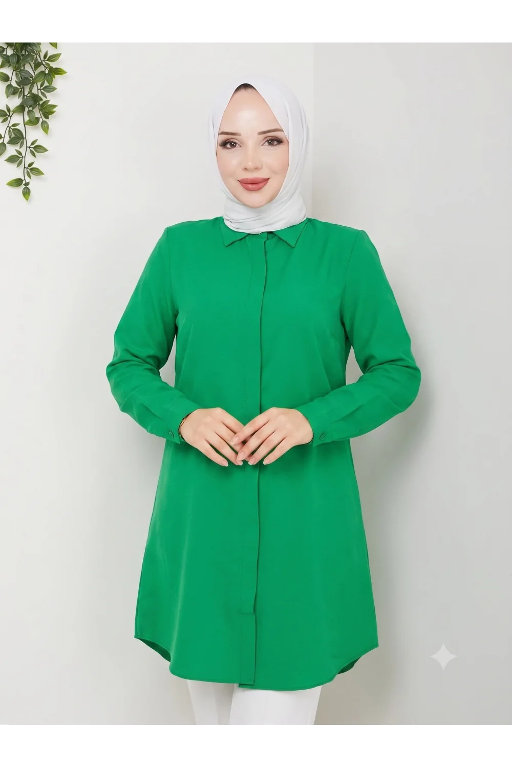 YAZGIMODA Uzun Kesim Klasik Gömlek Tunik