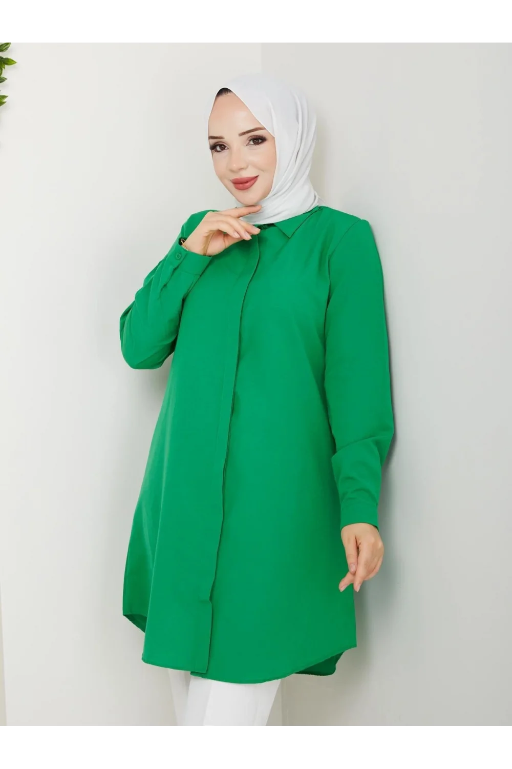 YAZGIMODA Uzun Kesim Klasik Gömlek Tunik