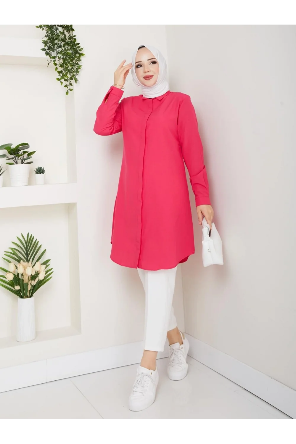 YAZGIMODA Uzun Kesim Klasik Gömlek Tunik