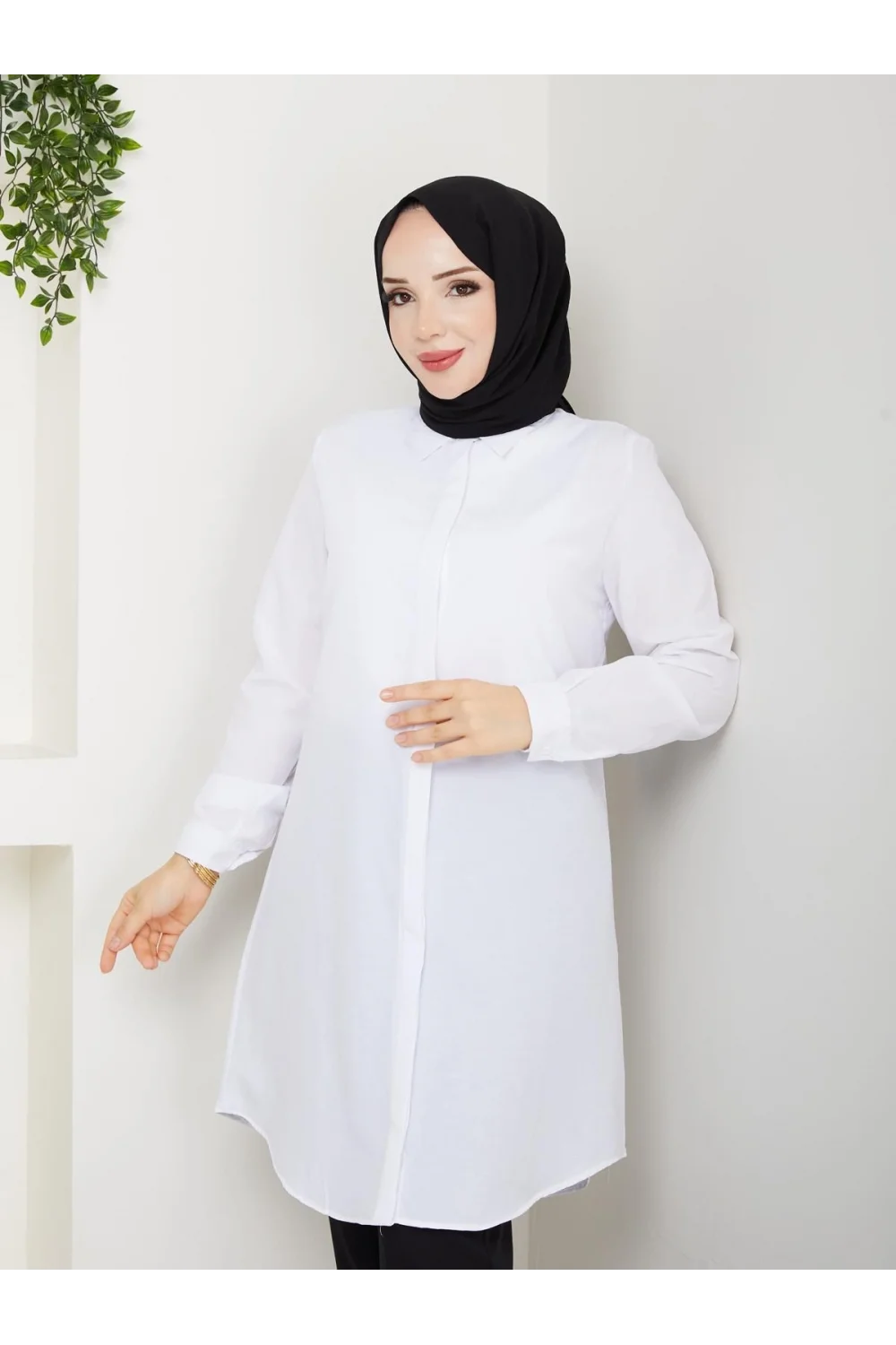 YAZGIMODA Uzun Kesim Klasik Gömlek Tunik