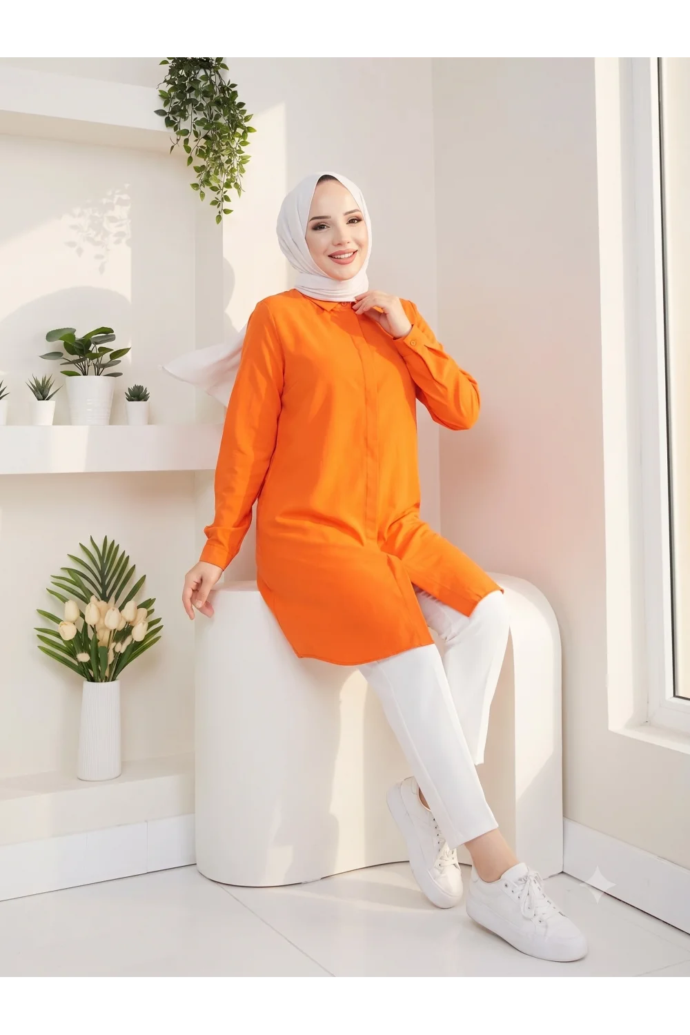 YAZGIMODA Uzun Kesim Klasik Gömlek Tunik
