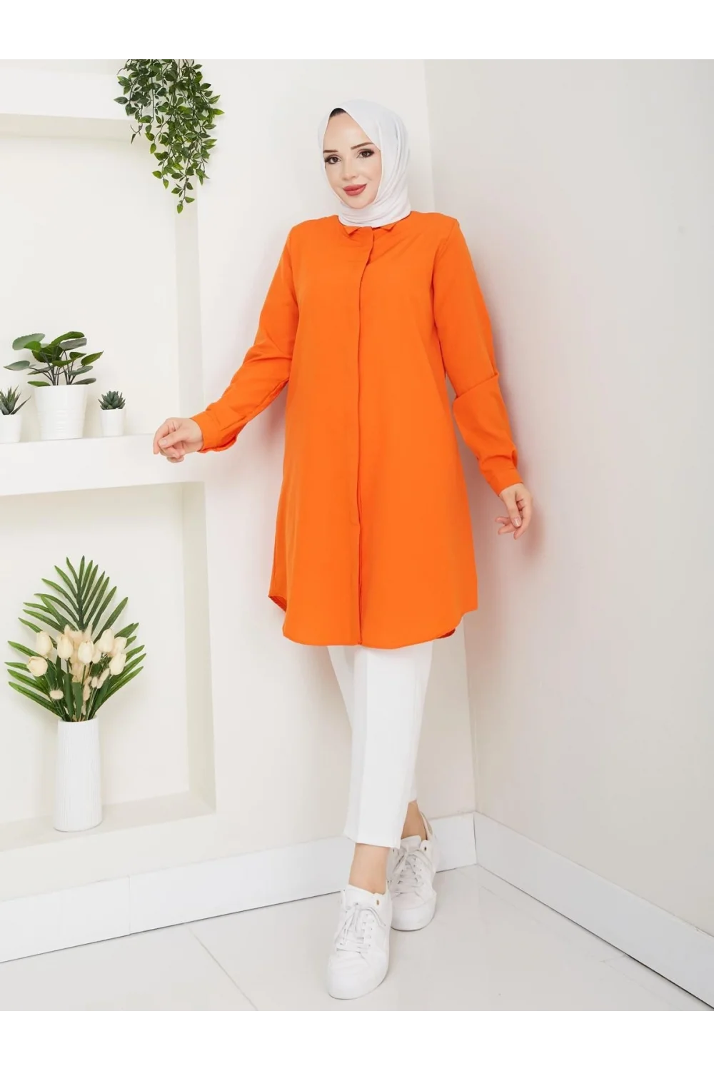 YAZGIMODA Uzun Kesim Klasik Gömlek Tunik