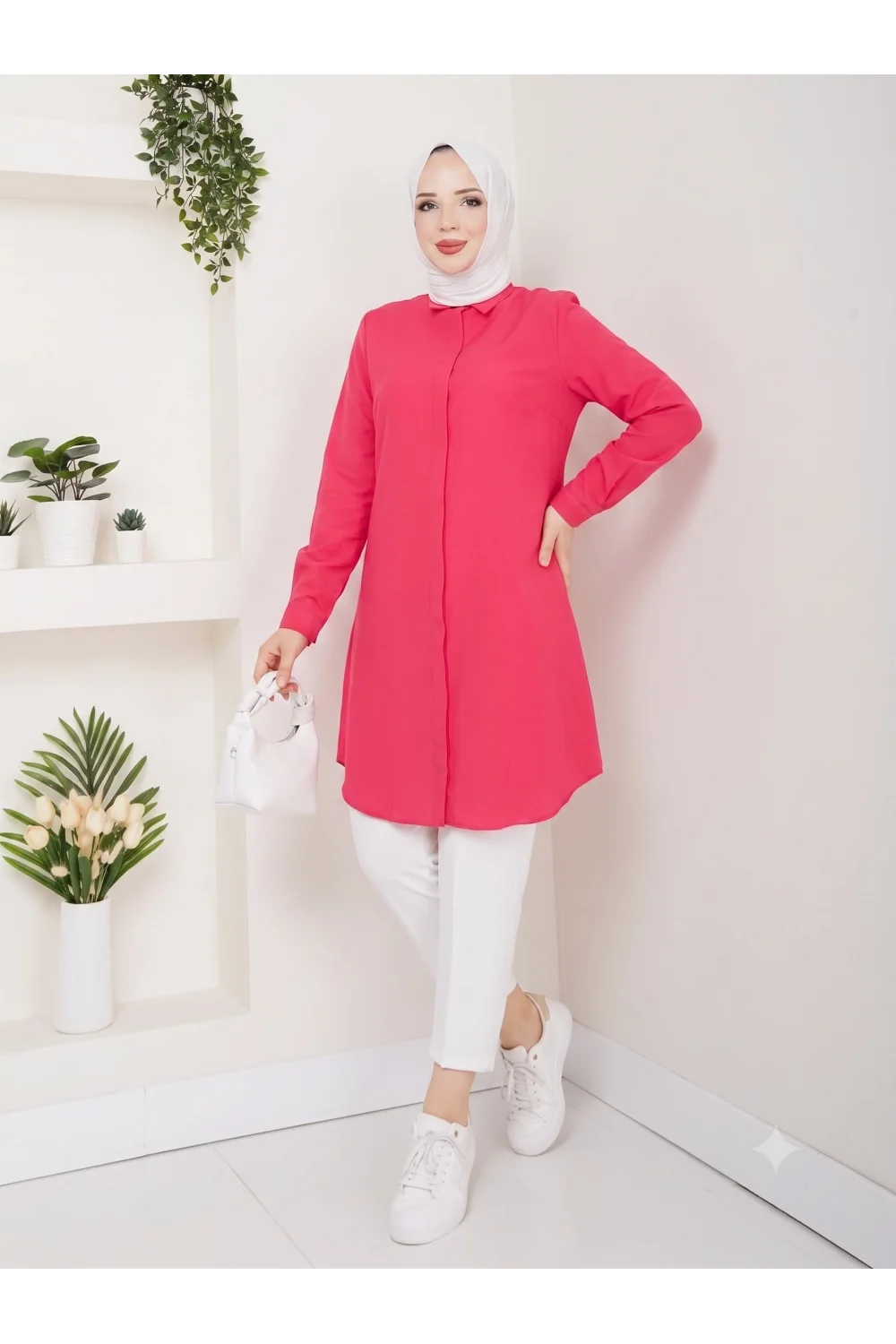 YAZGIMODA Uzun Kesim Klasik Gömlek Tunik