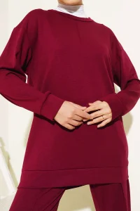 Yazgı Moda Kadın Dikiş Detaylı İkili Takım Mürdüm