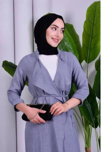 Yazgı Moda Şık Tasarım Kuşaklı Uzun Tunik